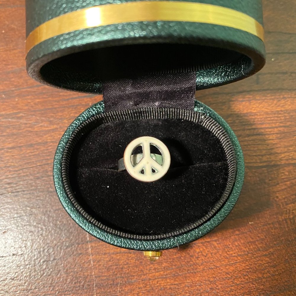 Adjustable White Peace Ring